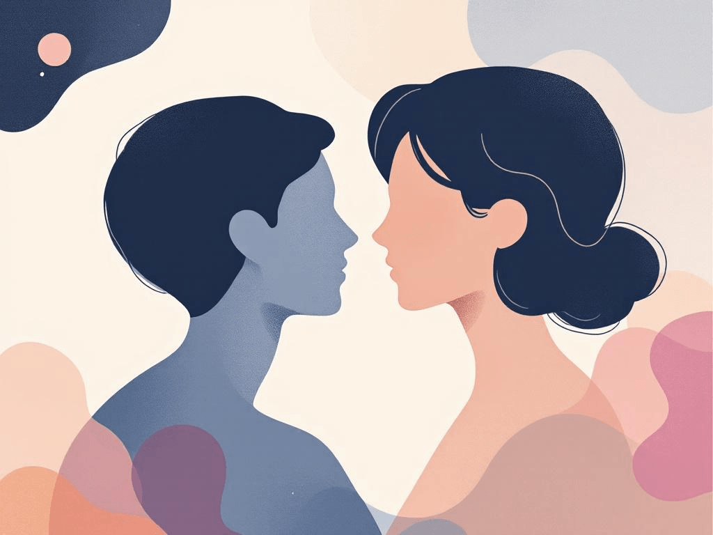 A professional abstract illustration representing the concept of Creating Emotional Safety First in Couples & Intimacy.V...