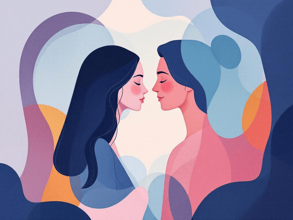 A professional abstract illustration representing the concept of Words That Open Doors in Couples & Intimacy.Visual cont...