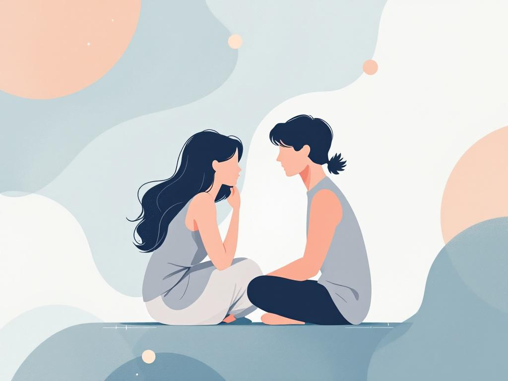 A professional abstract illustration representing the concept of 1. "36 Questions" (Structured Vulnerability) in...