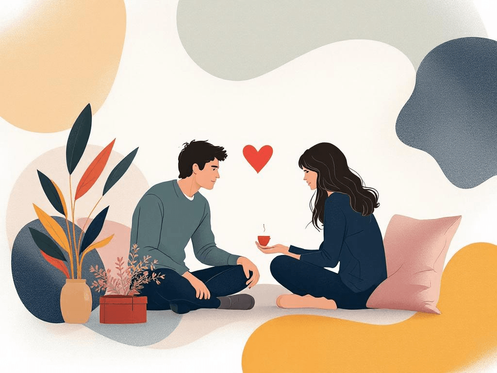 A professional abstract illustration representing the concept of Low-Stakes Starting Points in Couples & Intimacy