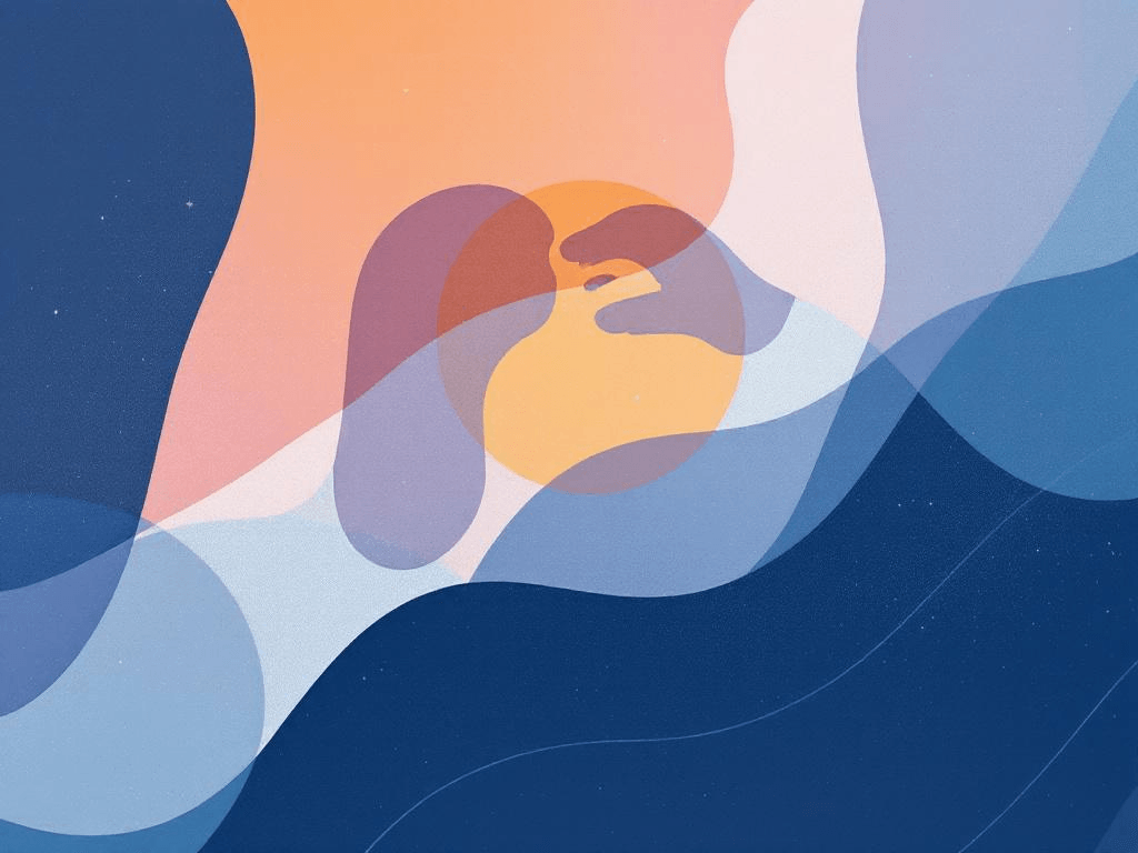 A professional abstract illustration representing the concept of Five Ways to Use Non-Sexual Touch Intentionally in Couple...